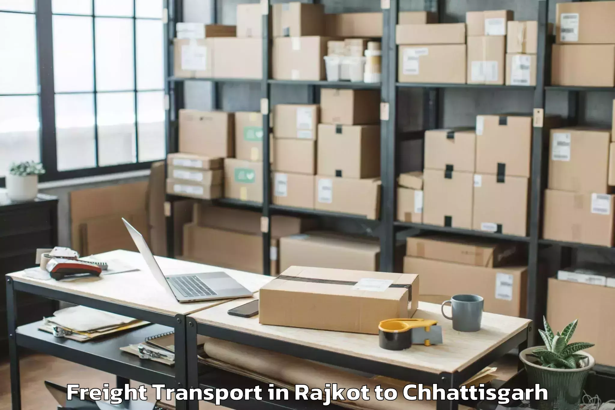 Top Rajkot to Isbm University Gariyaband Freight Transport Available